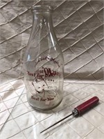 Vintage Milk Bottle & Ice Pick