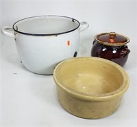 Ceramic & enamel pot lot