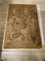 1920’s French Tapestry Parlor Scene 38 1/2x25