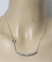 Bar & Ring Necklace with Rhinestones Sterling SilG