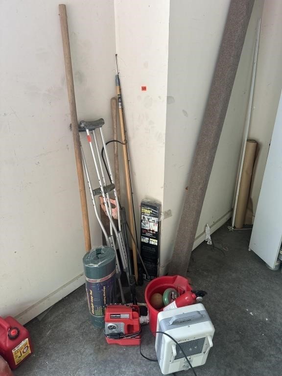 Electric Heater, Air Compressor, Bucket, Fire