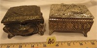 2 Metal Trinket Boxes, Velvet Lined, Japan