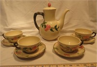 Franciscan Rose Tea Set: Pot & 4 Cups saucers