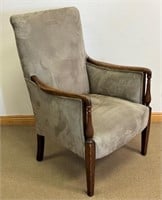 GREAT 1920'S SOLID MAHOGANY UPHOLSTERED CLUB CHAIR