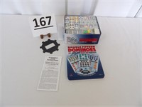 Double Fifteen Dominoes in Tin