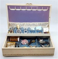 Estate Jewelry - Box w Contents, Pewter Bracelets+