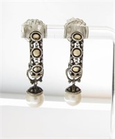 John Hardy Jaisalmer Dangle Pearl Hoop Earrings