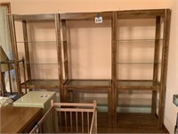 Lighted Wood and Glass Shelving Unit