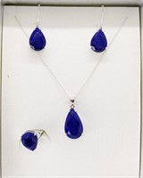 3 Pc. Pear Shaped Lapis Lazuli & Silver Set
