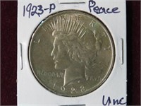 1923 P PEACE SILVER DOLLAR 90% UNC