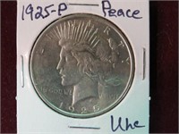 1925 PEACE SILVER DOLLAR 90% UNC