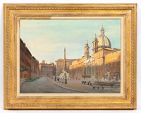 Julian Barrow Signed Oil, Piazza Navona, Rome