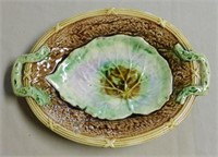 Victorian Majolica Begonia Leaf Bread Plate.