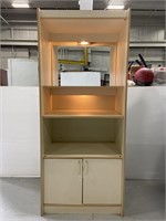 Lighted white display cabinet w/ mirror