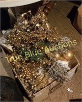 Large Box of Gold Holiday Decorations
