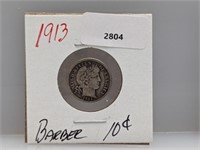 1913 90% Silv Barber Dime