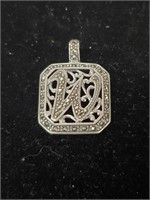 Sterling Silver Marcasite Initial Pendant.