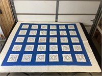 Hand stitched Quilt with Cross Stitch Squares