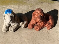 2 Concrete Dog Yard Ornaments