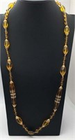 Yellow Glass Beaded Costume Necklace