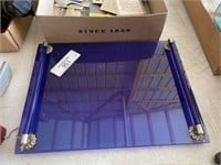 Blue Glass Dresser Tray
