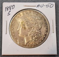 COIN - 1880-S AU50 MORGAN SILVER DOLLAR