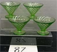 Green Federal Glass Vaseline Footed Sherbet B