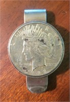 1923 Peace Silver Dollar on Money clip
