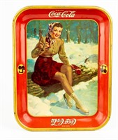 Vintage Coca Cola 1941 Skater Girl Tray