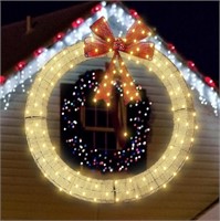 48 Inch Christmas Wreath with 200 LED Lights  Gold