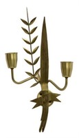 FRENCH MODERN BRASS OLIVE BRANCH WALL SCONCE