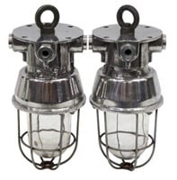 (2) INDUSTRIAL STYLE ALUMINUM CAGED PENDANT LAMP