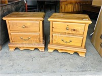Pair of pine wood side tables