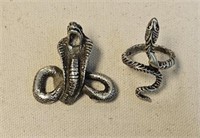 Sterling Silver Jewelry 2 Snake Brooches