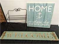 METAL DISPLAY SHELF, WELCOME SIGN