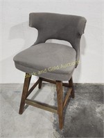 Gray Upholstered Swivel Stool