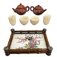 Vintage Imported Asian Teapots, Cups, Tray