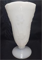 Vintage White Milk Glass Iris Herringbone Vase