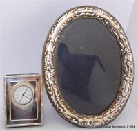 20th.c  Silver Mounted Clock and Picture Frame.