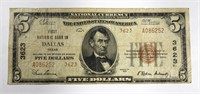 1929 $5 NATIONAL CURRENCY DALLAS TX
