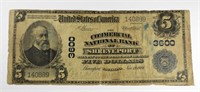 1902 $5 NATIONAL CURRENCY SHREVEPORT