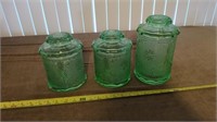 TIARA CHANTILLY GREEN GLASS CANISTER SET