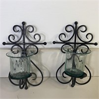 2- Ornate Metal Candle Holder Wall Art