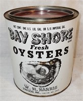 Vintage "BAY SHORE FRESH OYSTERS" 1 GAL. Tin