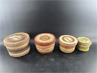 3 Piece set of Chinese grass nesting baskets, tall