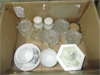 Box w/misc glassware, cups, other