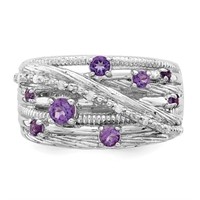 Sterling Silver Amethyst & Diamond Rings