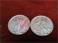 (2)90% silver Walking Liberty US Coin.