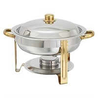 Winco Winware 4 Quart Round Stainless Steel Gold