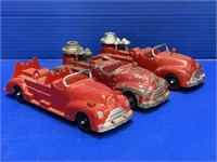 Lot of 3 metal fire trucks